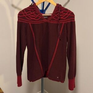 Eddie Bauer Sweater Women's Large Hooded Sweater | Celtic/Fair Isle Knit